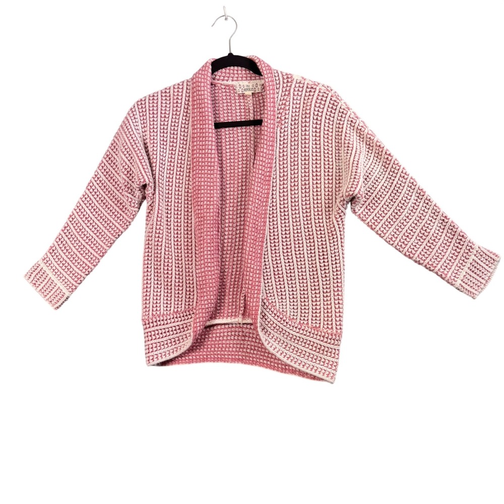 Soft Girl‎ Cozy Waffle Knit Cardigan M Pink Cottagecore Lounge Coastal Layering
